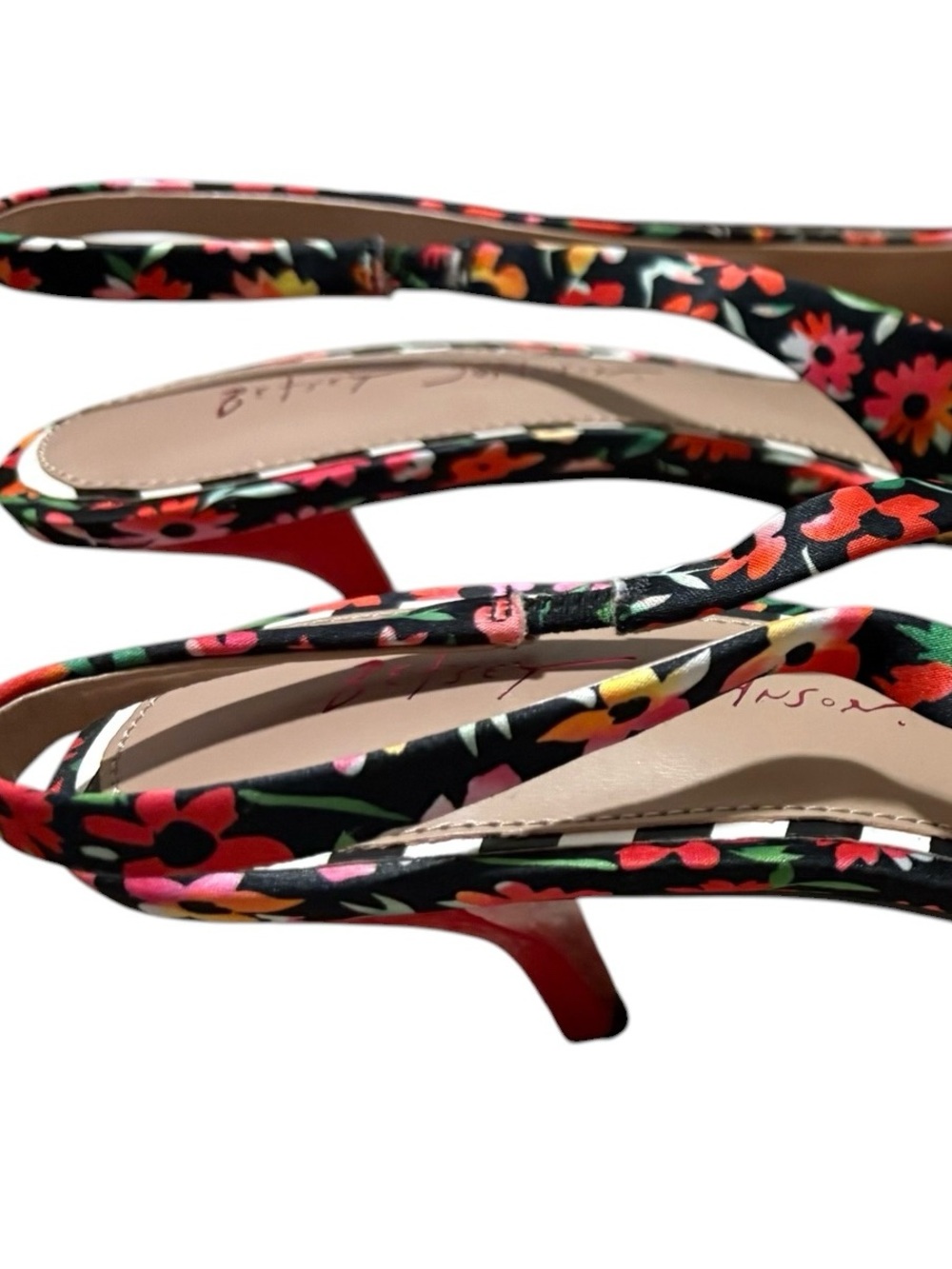 Betsey Johnson Multicolor Floral & Leopard Pearl-Buckle Slingback Heels - Picture 3 of 4